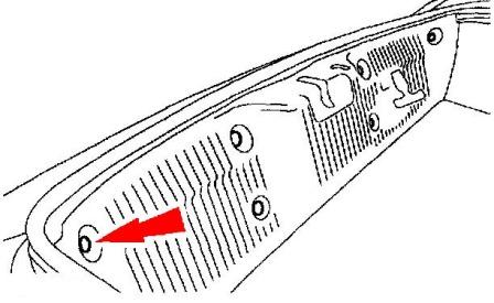 Montageplan für die hintere Stoßstange des Ford Thunderbird (2002-2005)