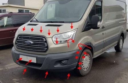 Befestigungsstellen eines Frontstoßfängers Ford Transit (seit 2013)