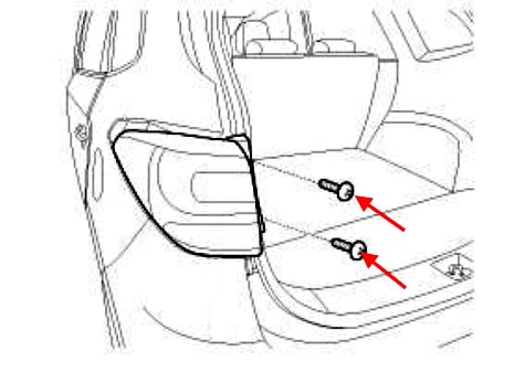 KIA Carens (Rondo) III RP (2013-2019) rear light attachment scheme