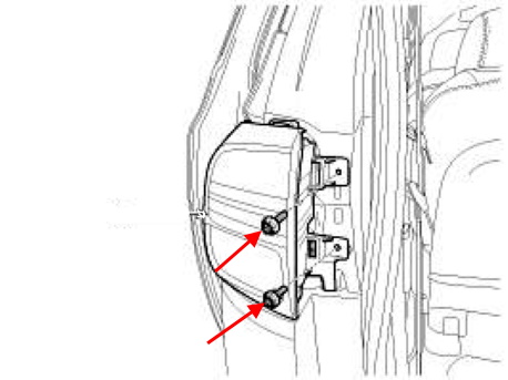 Esquema de montaje de piloto trasero KIA Carnival (Sedona) III YP (2014-2021)