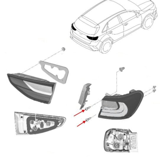 Rear light mounting diagram KIA Ceed III CD (2018+)