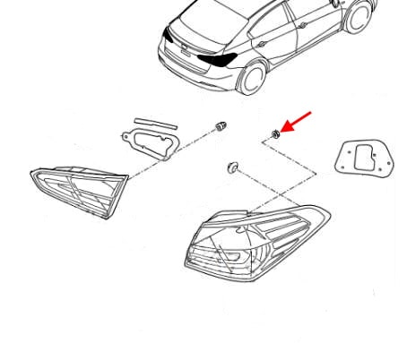 Rear light mounting diagram KIA Cerato IV / Forte III BD (2018+)