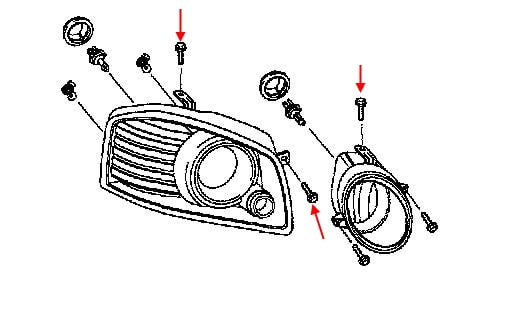 KIA Optima / Magentis headlight mounting scheme (2003-2005)