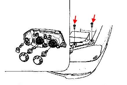 KIA Optima / Magentis headlight mounting scheme (2000-2003)