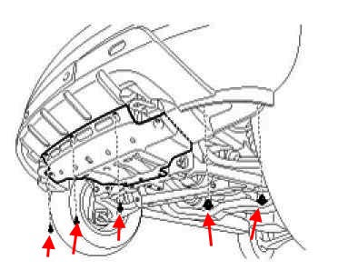 the scheme of fastening of the front bumper KIA Borrego (Mohave)