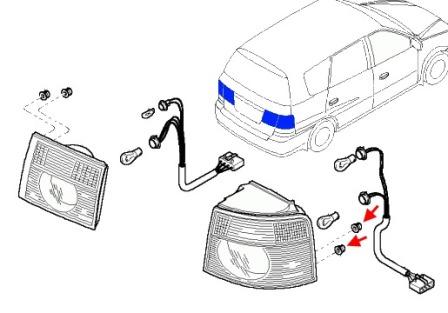 scheme of fastening of tail light KIA Carens II (2002-2006)