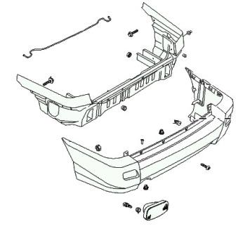 схема крепления заднего бампера KIA Joice (Carstar)