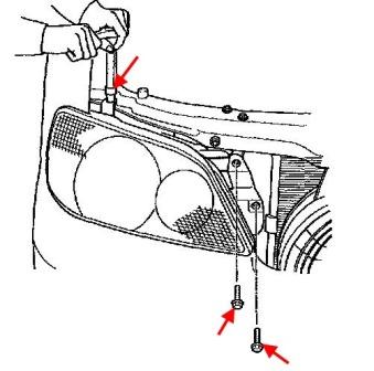 схема крепления фары KIA Carnival (1999-2006)