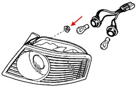 scheme of fastening of tail light KIA Opirus (Amanti)