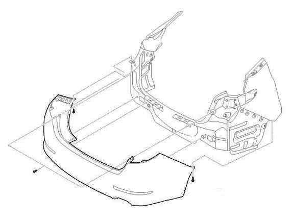 схема крепления заднего бампера KIA Optima III / K5 TF (2010-2015)