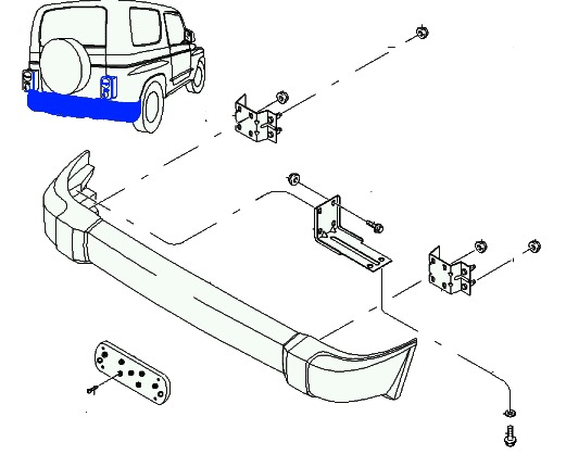 the scheme of fastening of the rear bumper KIA Retona