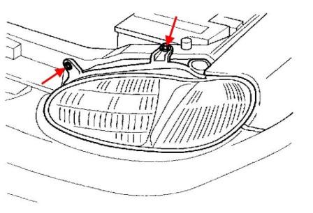 KIA Sephia headlamp mounting scheme