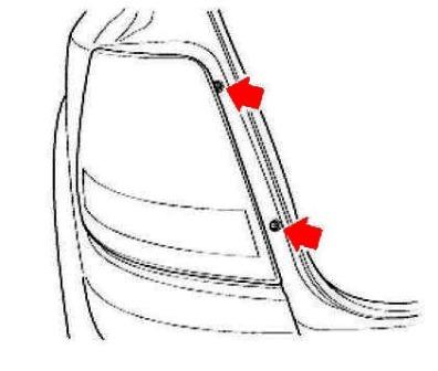 scheme of fastening of tail light KIA Sorento (2002-2009)