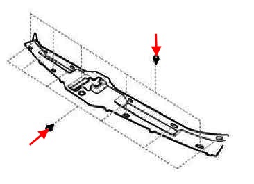 the scheme of fastening of the front bumper KIA Spectra