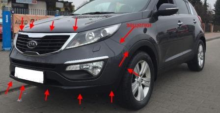 the attachment of the front bumper Kia Sportage III SL (2010-2016)