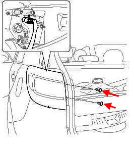 the scheme of fastening of the rear bumper Kia Sportage III SL (2010-2016)