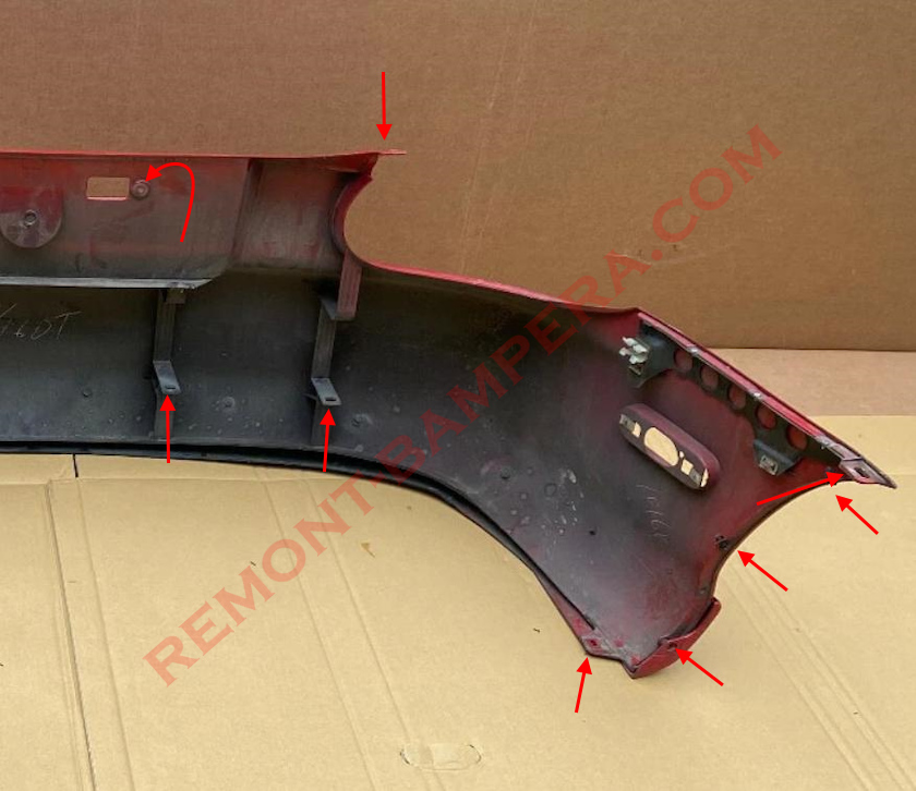 Emplacements de montage du pare-chocs arrière de la Mazda MX-5 NB (1998-2005)