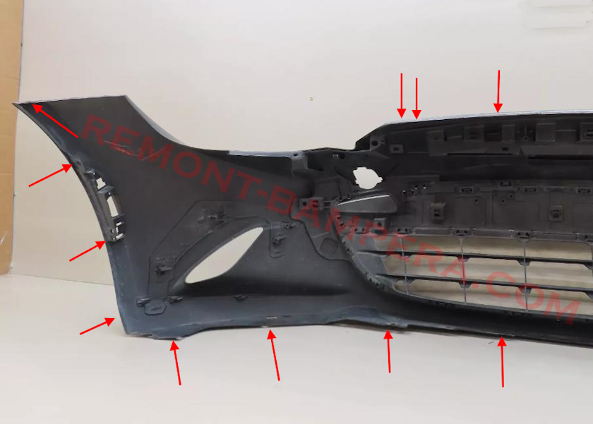 Emplacements de montage du pare-chocs avant de la Mazda MX-5 ND (2015-2025)