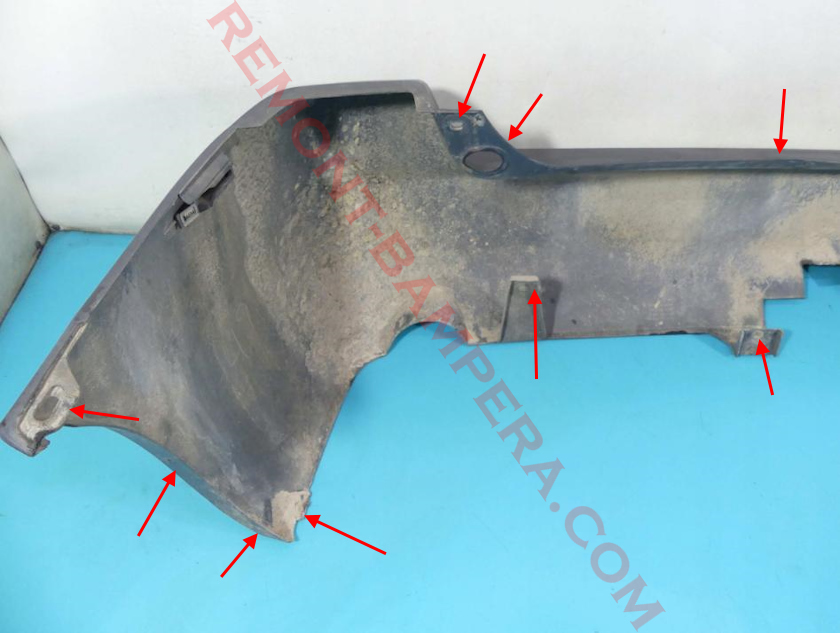 Mazda Tribute I-II rear bumper mounting locations