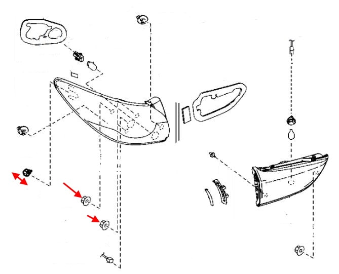 Diagrama de instalación de la luz trasera Mazda 6 III (GJ/GL) (2013-2022)