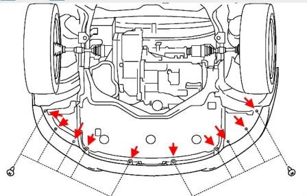 схема крепления переднего бампера MAZDA 5 (после 2010 года)