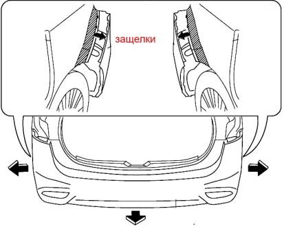 схема крепления заднего бампера MAZDA 5 (после 2010 года)