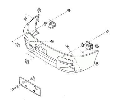 схема крепления переднего бампера MAZDA 323