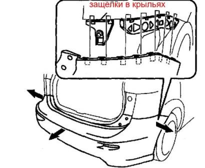 схема крепления заднего бампера MAZDA 5 (2005-2010)