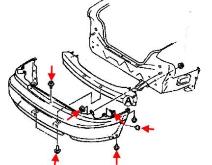 схема крепления заднего бампера MAZDA 626 (1997-2002)