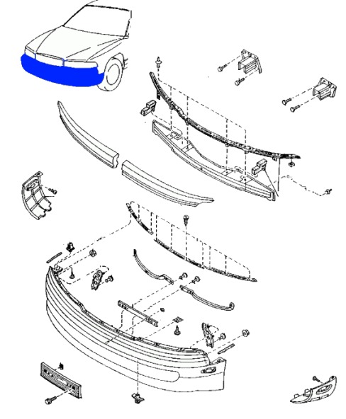 схема крепления переднего бампера MAZDA 929