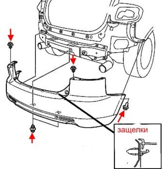 схема крепления заднего бампера MAZDA CX-7