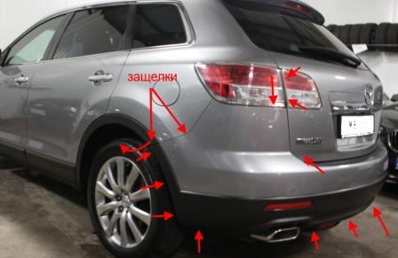 puntos de montaje para el parachoques trasero Mazda CX-9 I TB (2006-2015)