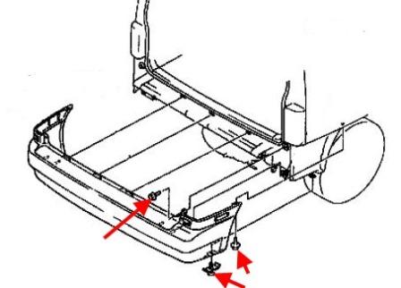 esquema de montaje del parachoques trasero MAZDA MPV (1989-1999)