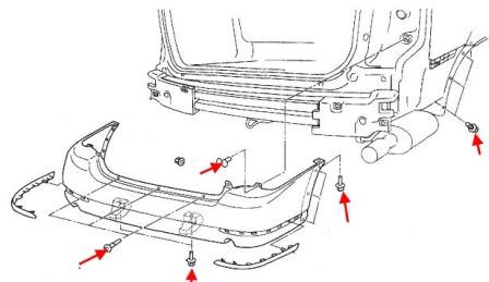 schéma de montage du pare-chocs arrière MAZDA MPV (1999-2006)