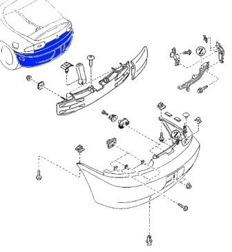 схема крепления заднего бампера MAZDA MX-3