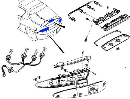 схема крепления задних фонарей MAZDA MX-3