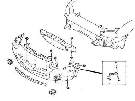 схема крепления переднего бампера MAZDA MX-5 (1997-2005)