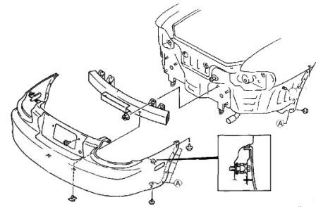 схема крепления заднего бампера MAZDA MX-5 (1997-2005)