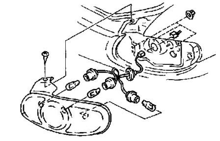 схема крепления заднего фонаря MAZDA MX-5 (1997-2005)