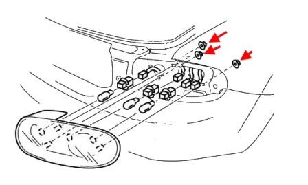 схема крепления заднего фонаря MAZDA MX-5 NC (2005-2015)