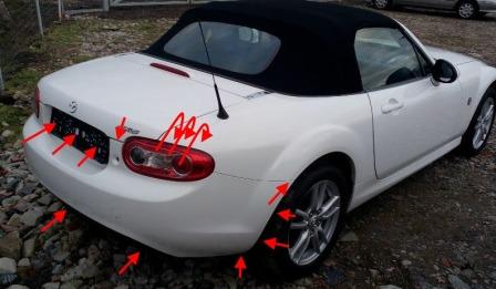 места крепления заднего бампера MAZDA MX-5 NC (2005-2015)