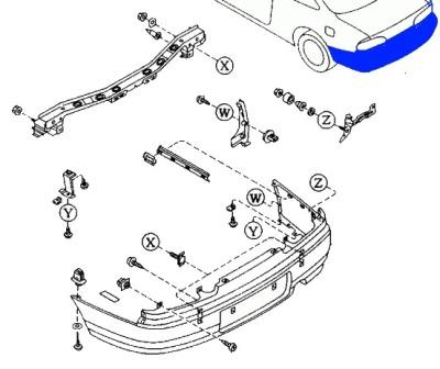 схема крепления заднего бампера MAZDA MX-6