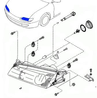 схема крепления фары MAZDA MX-6