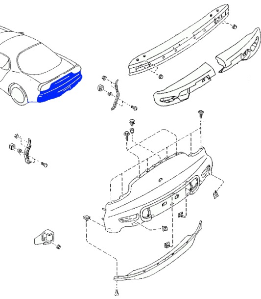 Montageplan für die hintere Stoßstange des MAZDA RX-7