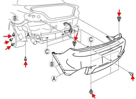 схема крепления заднего бампера MAZDA RX-8