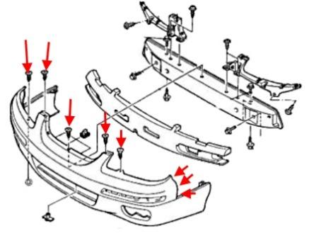 схема крепления переднего бампера MAZDA XEDOS-9, Millenia