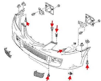 Schema montaggio paraurti anteriore MAZDA PREMACY