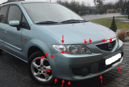 punti di attacco paraurti anteriore MAZDA PREMACY