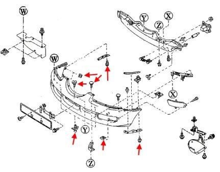 Diagrama de montaje del parachoques delantero MAZDA XEDOS-6