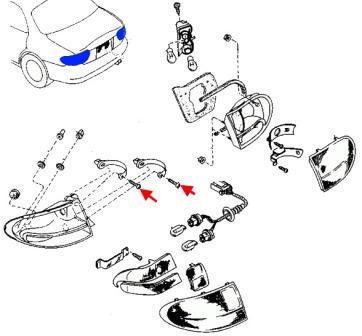 Esquema de montaje de la luz trasera MAZDA XEDOS-6